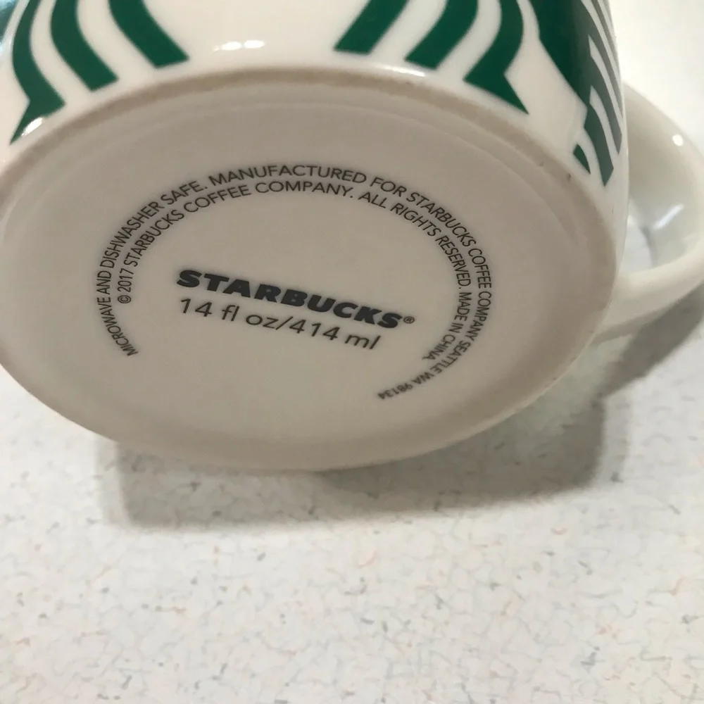 Starbucks Coffee Mug Cup White w/ Classic Large Green Mermaid Logo 14oz …